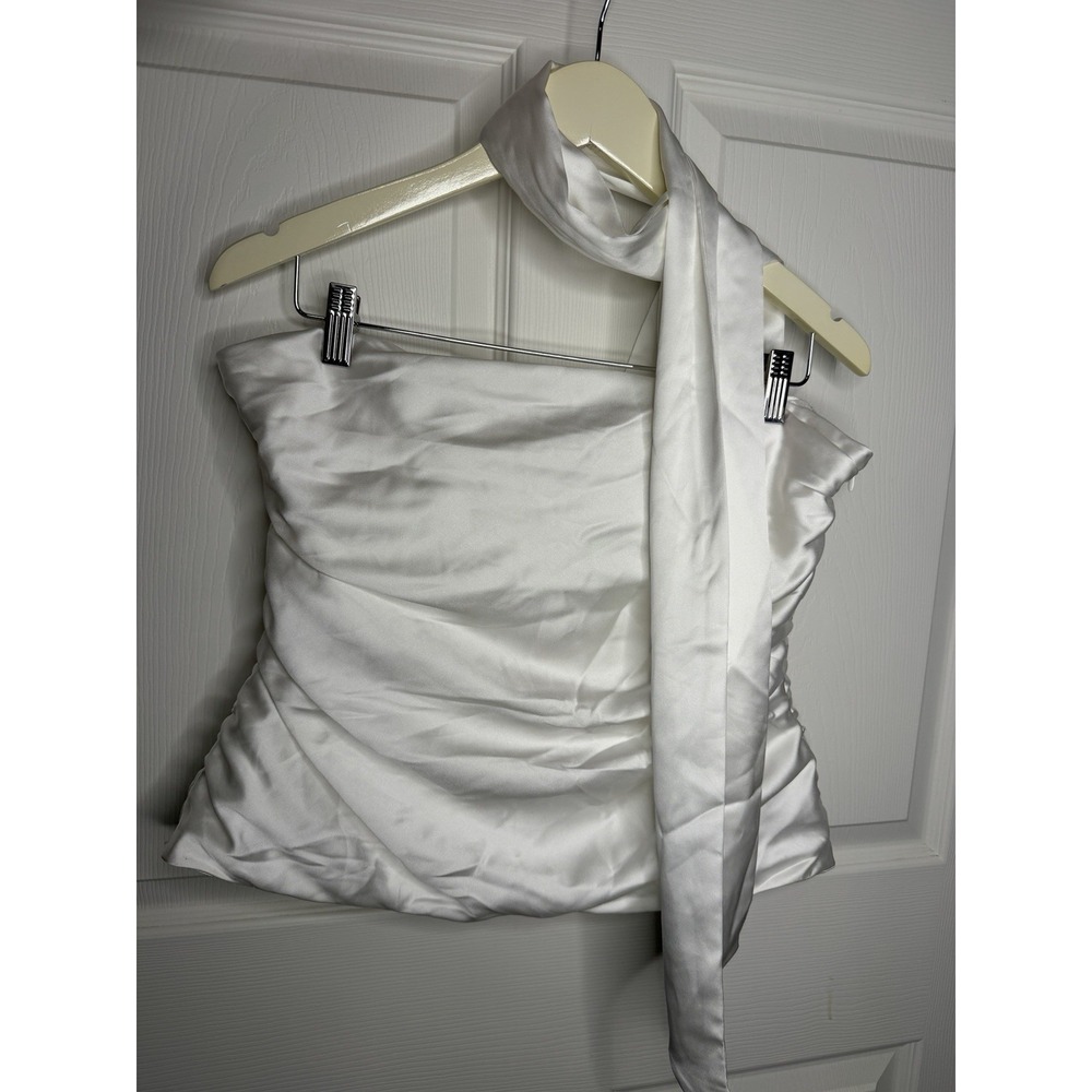 Zara Foulard White Satin Strapless Top Scarf Ethereal Bride Bachelorette